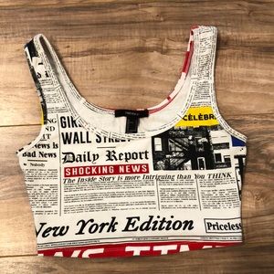 Forever 21 Newsprint Crop Top
